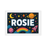 Rosie Name Art - Space Explorers personalized wall print for kids