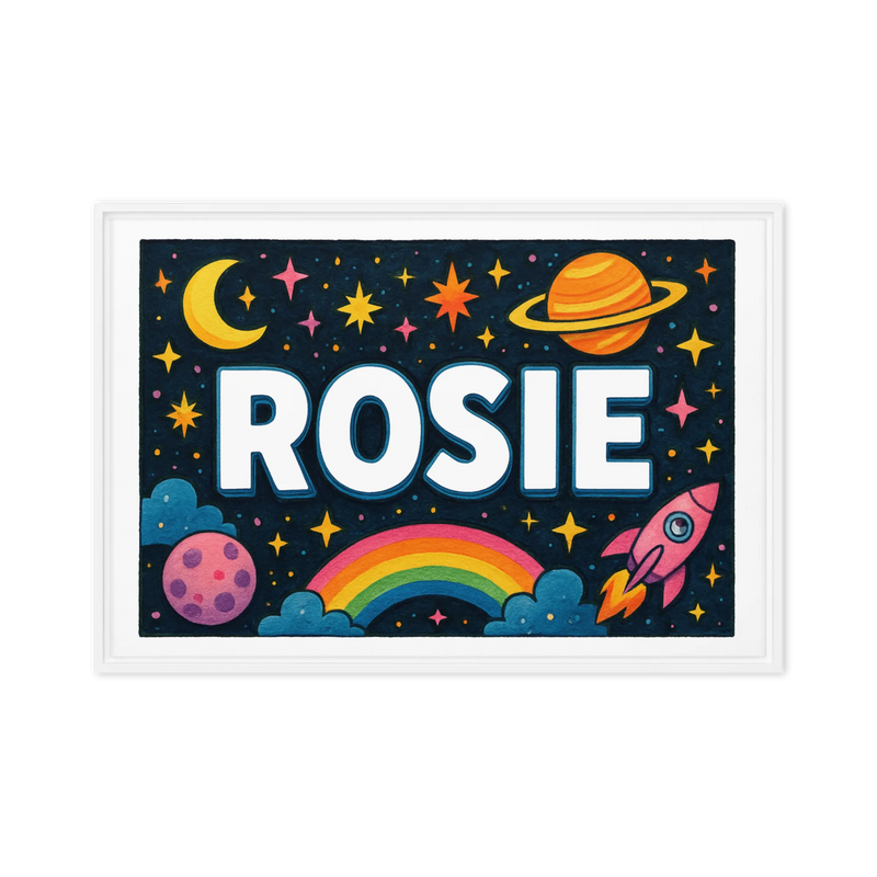 Rosie Name Art - Space Explorers personalized wall print for kids