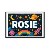 Rosie Name Art - Space Explorers personalized wall print for kids