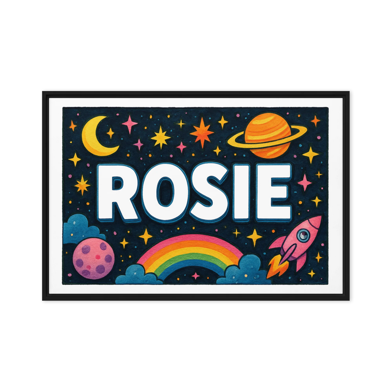 Rosie Name Art - Space Explorers personalized wall print for kids