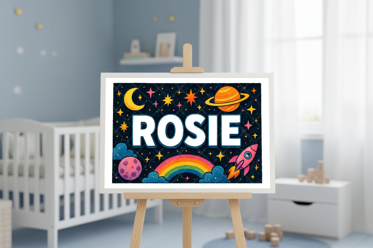 Personalized space name art for Rosie