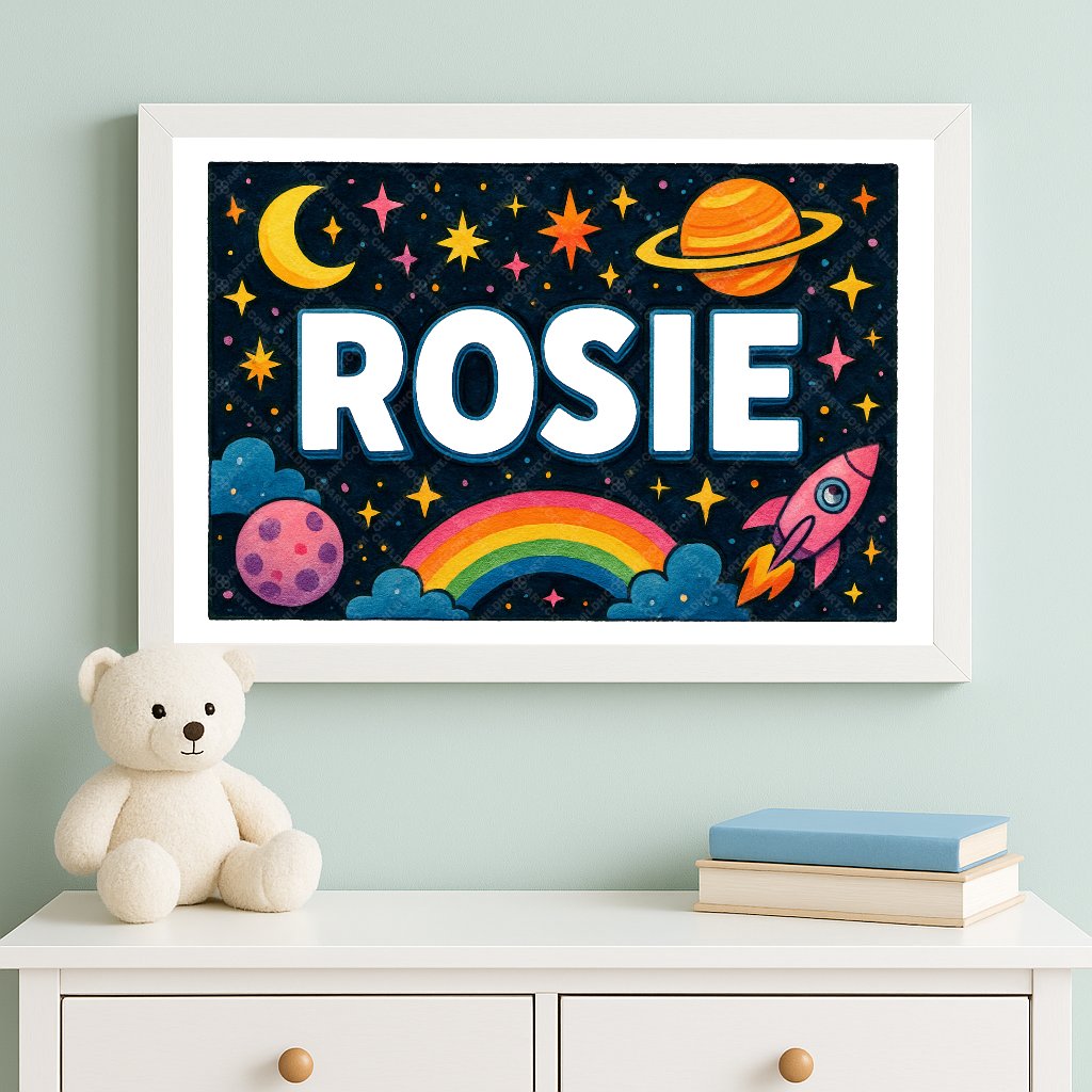 Personalized space name art for Rosie