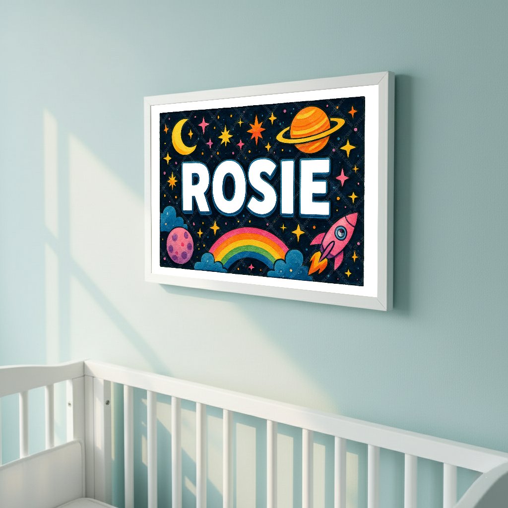 Personalized space name art for Rosie