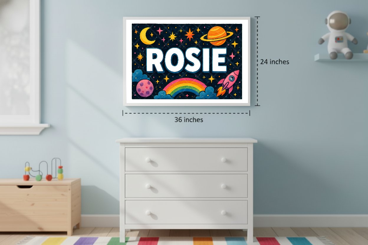 Personalized space name art for Rosie