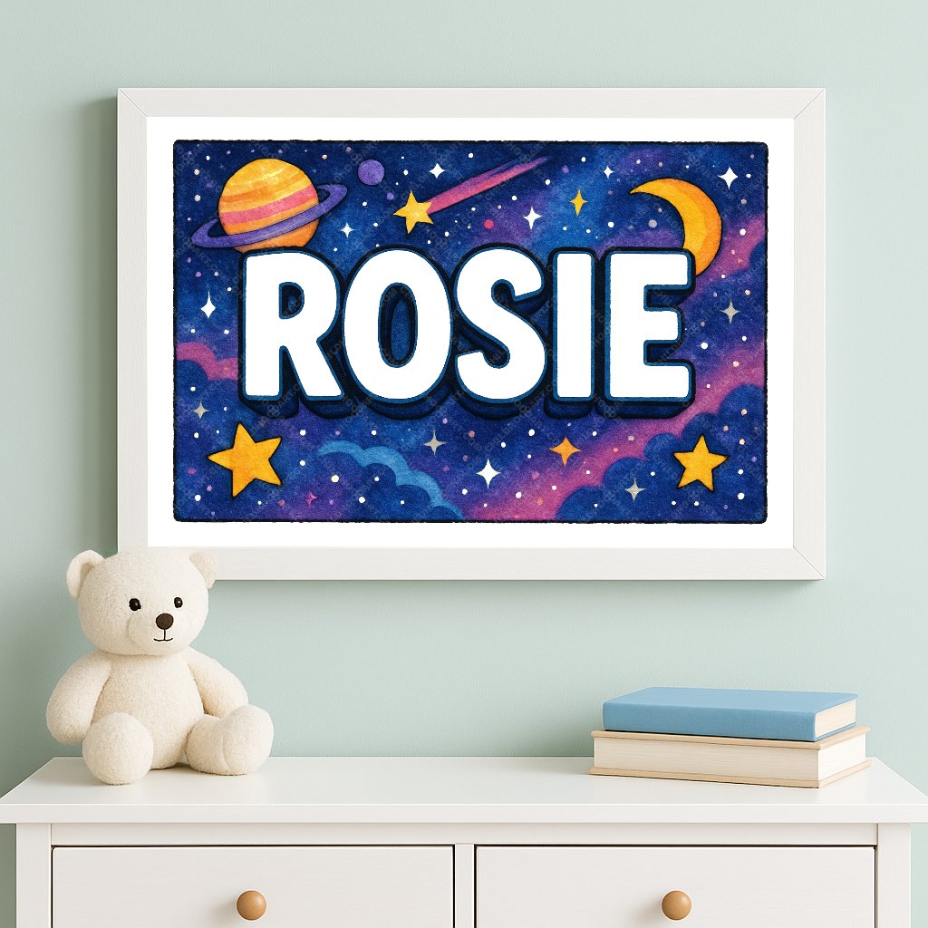 Personalized space name art for Rosie