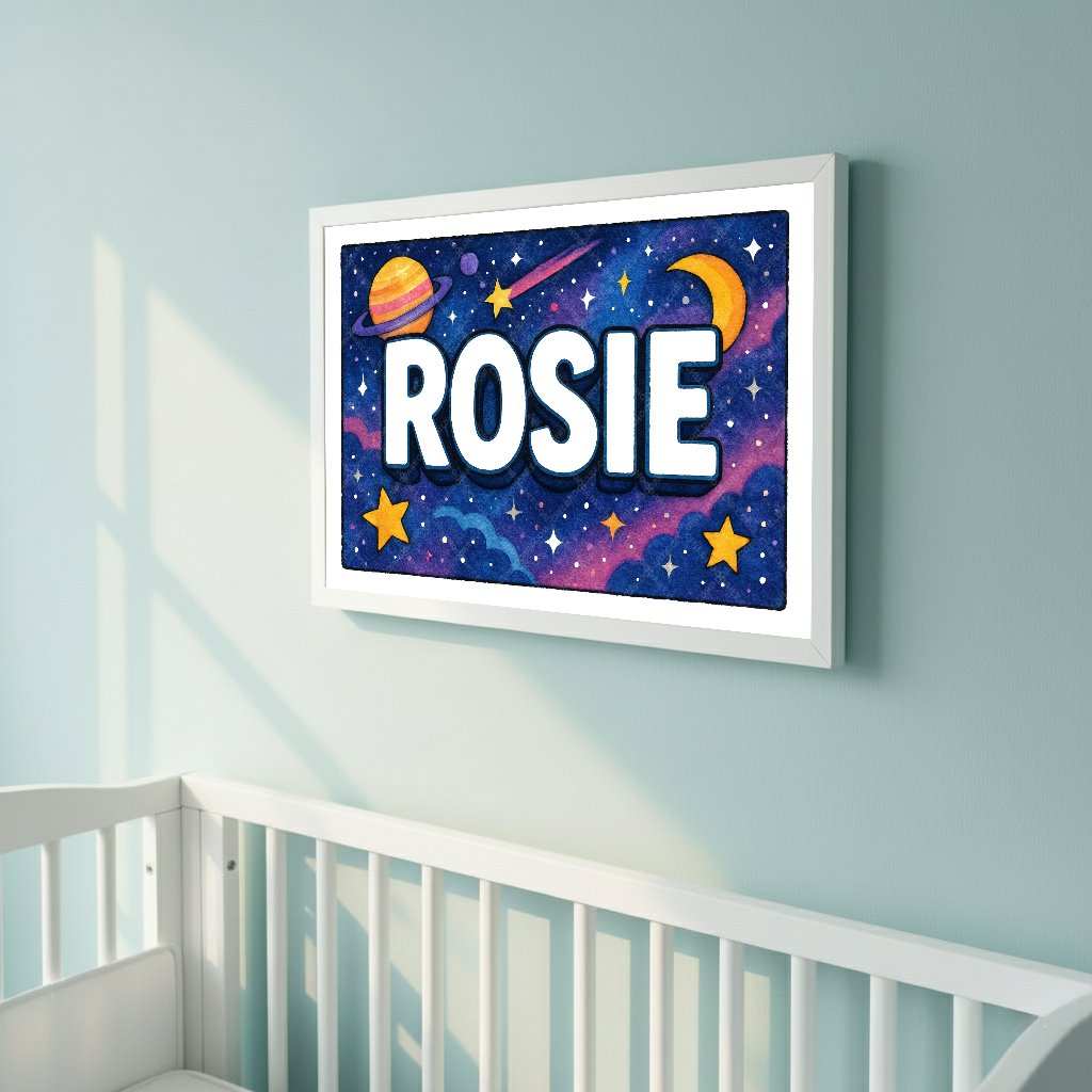 Personalized space name art for Rosie