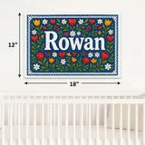 Rowan Name Art - Floral Farmhouse personalized wall print for kids