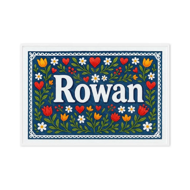 Rowan Name Art - Floral Farmhouse personalized wall print for kids