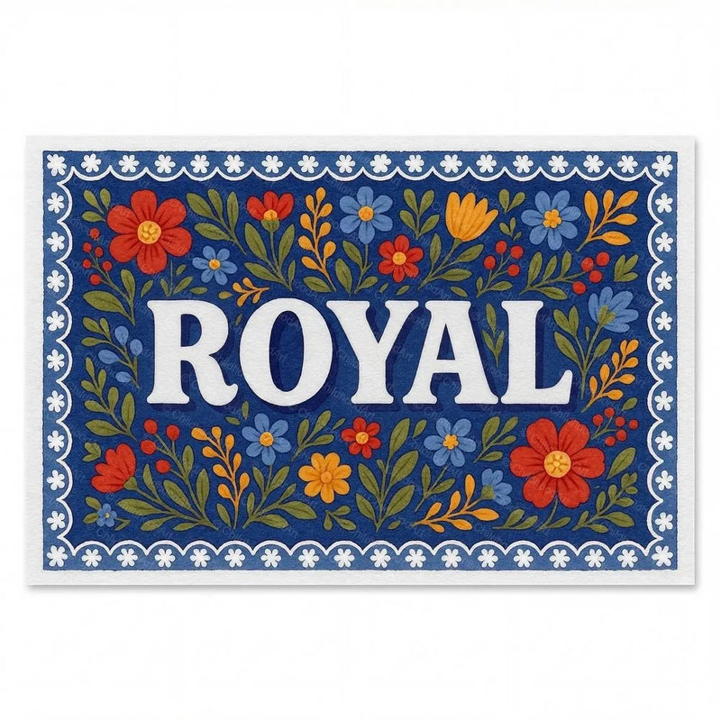 Royal Name Art - Floral Farmhouse personalized wall print for kids