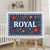 Royal Name Art - Floral Farmhouse personalized wall print for kids