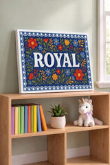 Royal Name Art - Floral Farmhouse personalized wall print for kids