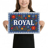 Royal Name Art - Floral Farmhouse personalized wall print for kids