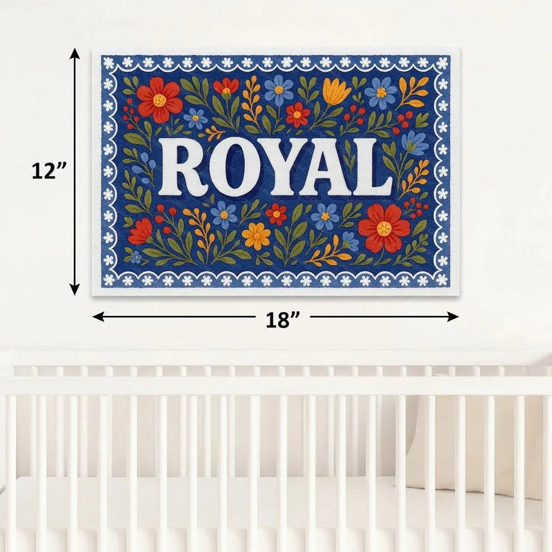 Royal Name Art - Floral Farmhouse personalized wall print for kids