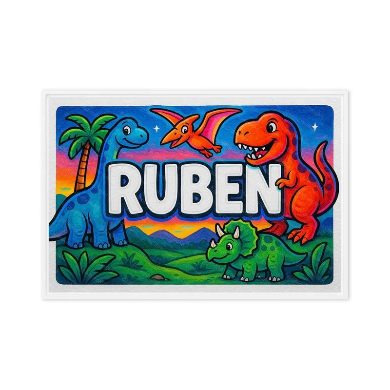 Ruben Name Art - Dinosaur Adventure personalized wall print for kids
