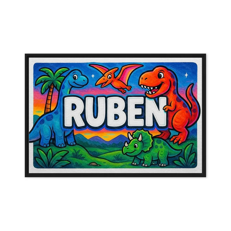 Ruben Name Art - Dinosaur Adventure personalized wall print for kids