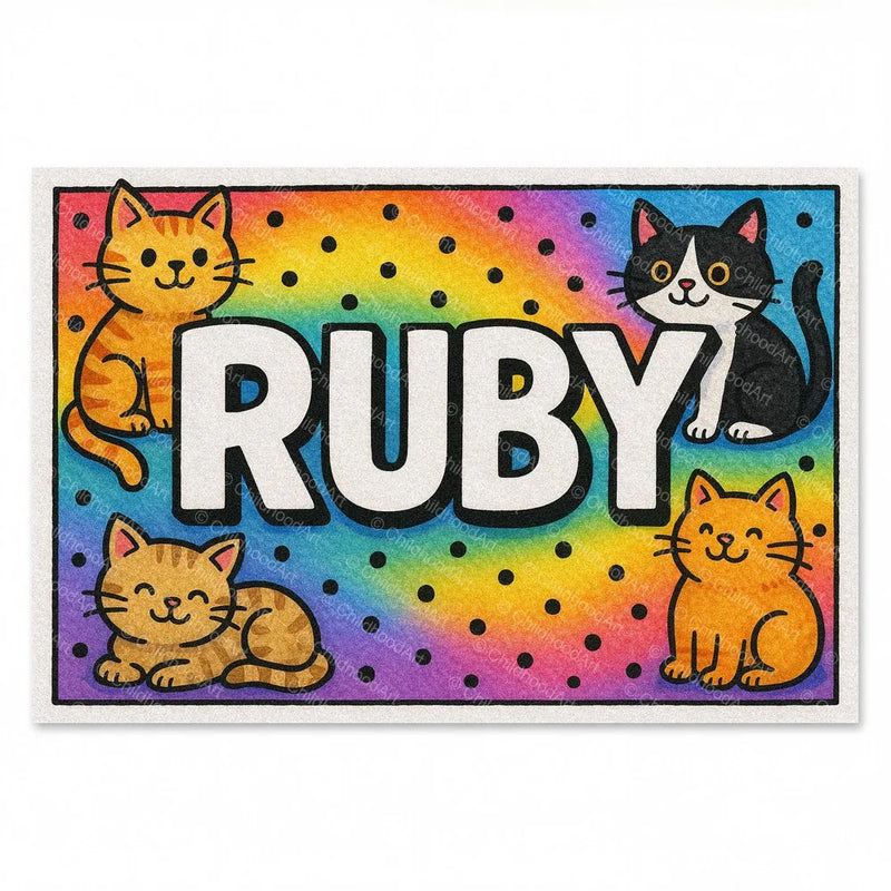 Playful personalized cat name art for Ruby