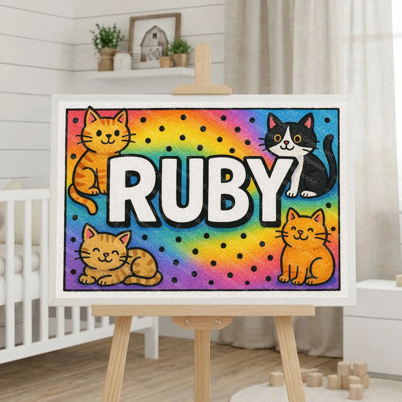 Playful personalized cat name art for Ruby