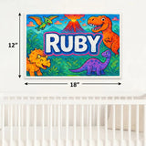 Adventurous personalized dinosaur name art for Ruby