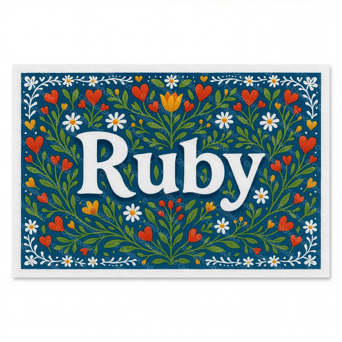 Ruby Floral Farmhouse Name Art - Full size image