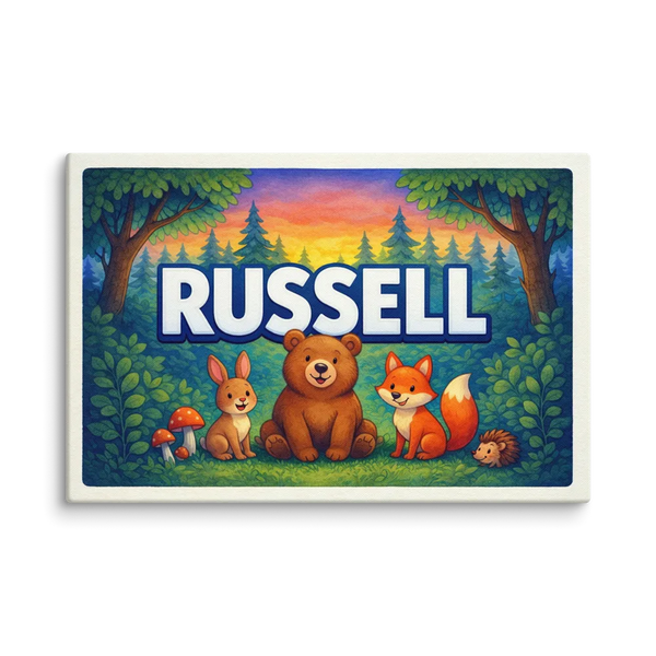Russell Name Art - Forest Friends Personalized Wall Art