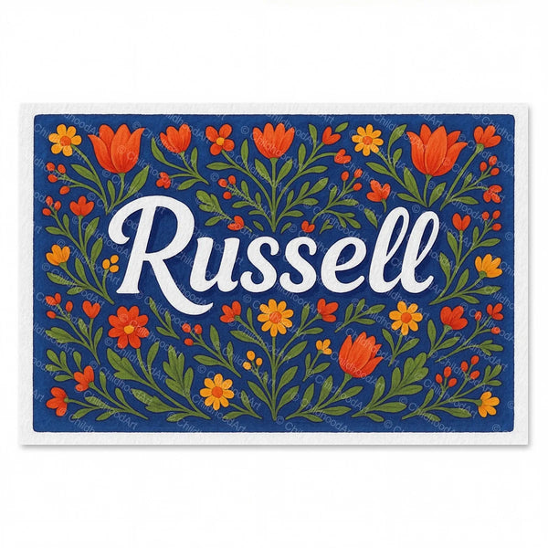 Russell Floral Farmhouse Name Art