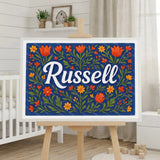 Calm personalized name art for Russell