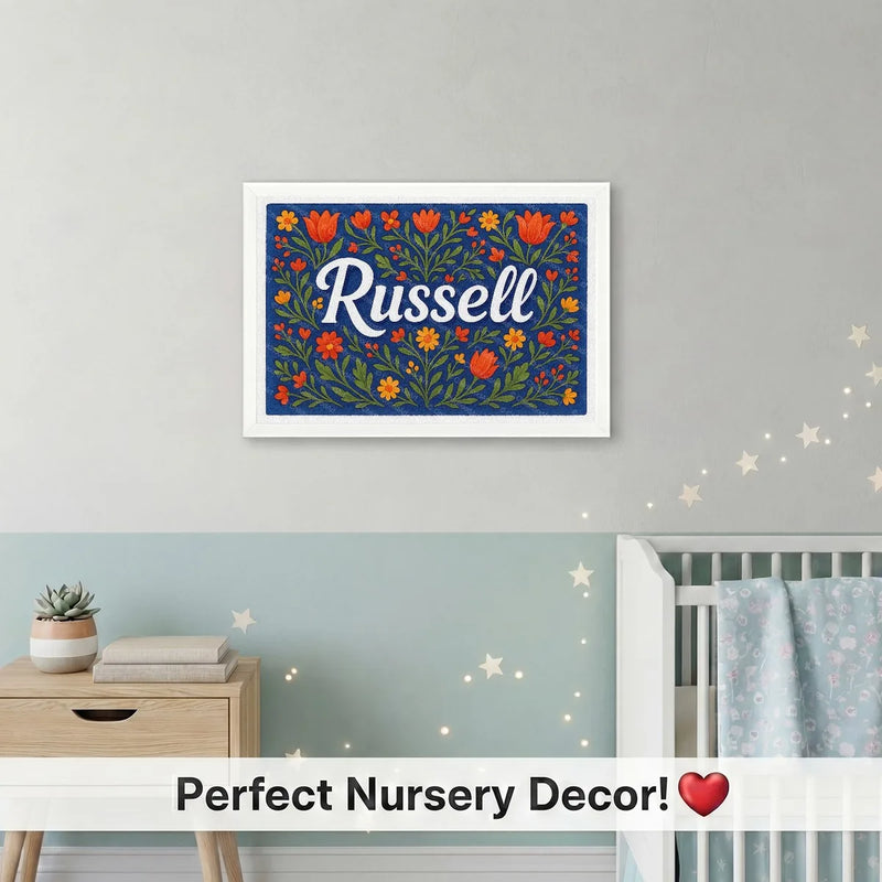 Calm personalized name art for Russell