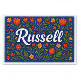 Russell Name Art - Floral Farmhouse personalized wall print for kids