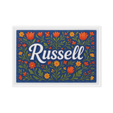 Russell Name Art - Floral Farmhouse personalized wall print for kids