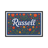 Russell Name Art - Floral Farmhouse personalized wall print for kids