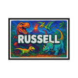 Russell Name Art - Dinosaur Adventure personalized wall print for kids