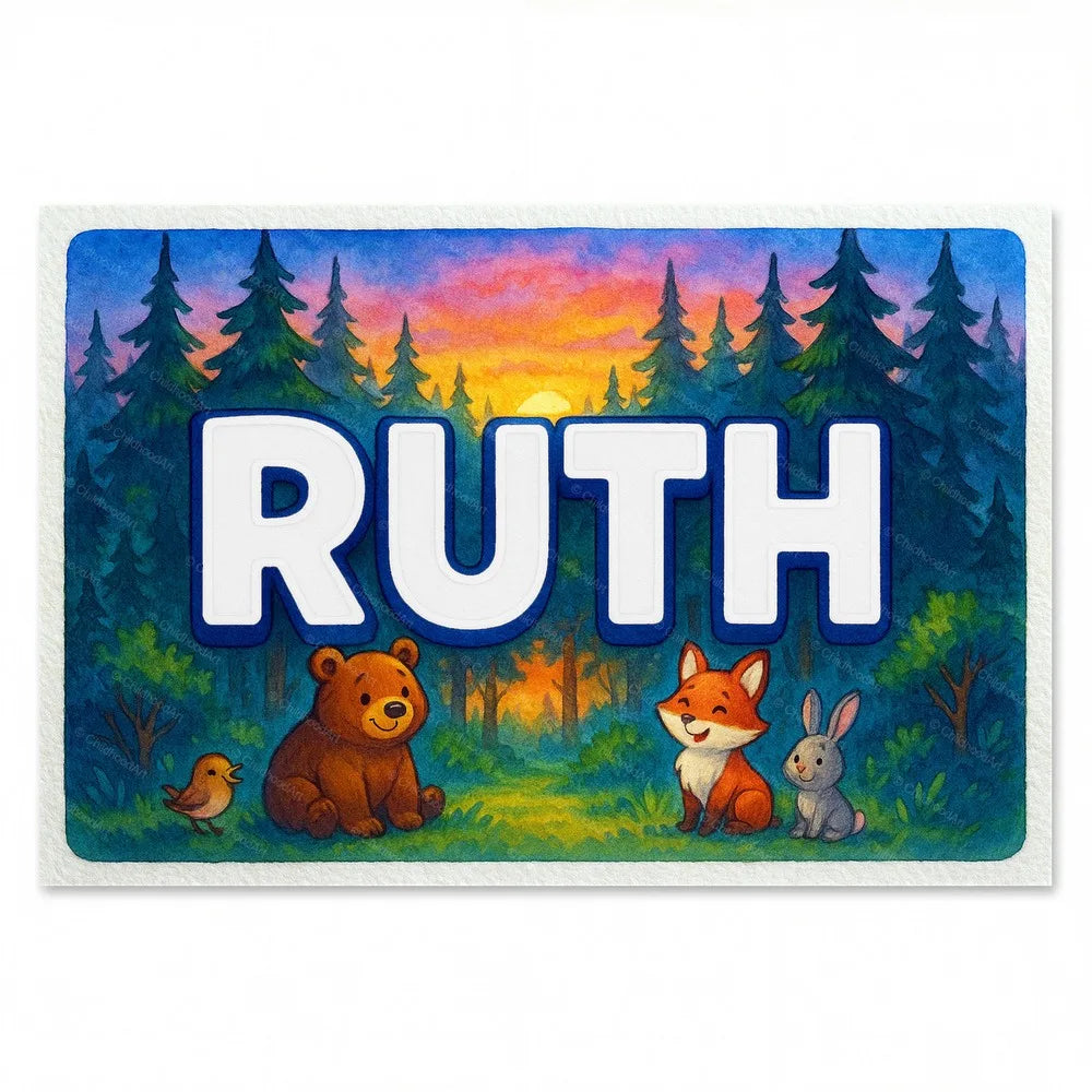 Ruth Personalized Forest Friends Art - Full size image
