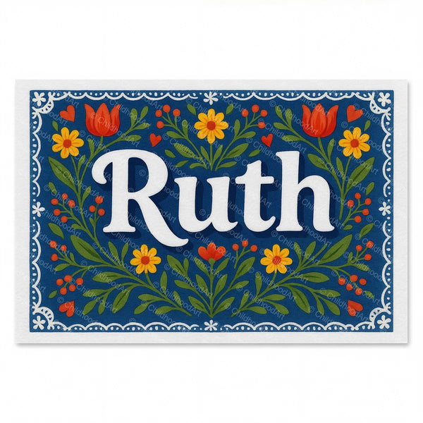 Ruth Floral Farmhouse Name Art