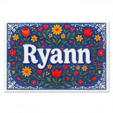 Ryann Name Art - Floral Farmhouse personalized wall print for kids