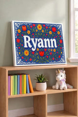 Ryann Name Art - Floral Farmhouse personalized wall print for kids