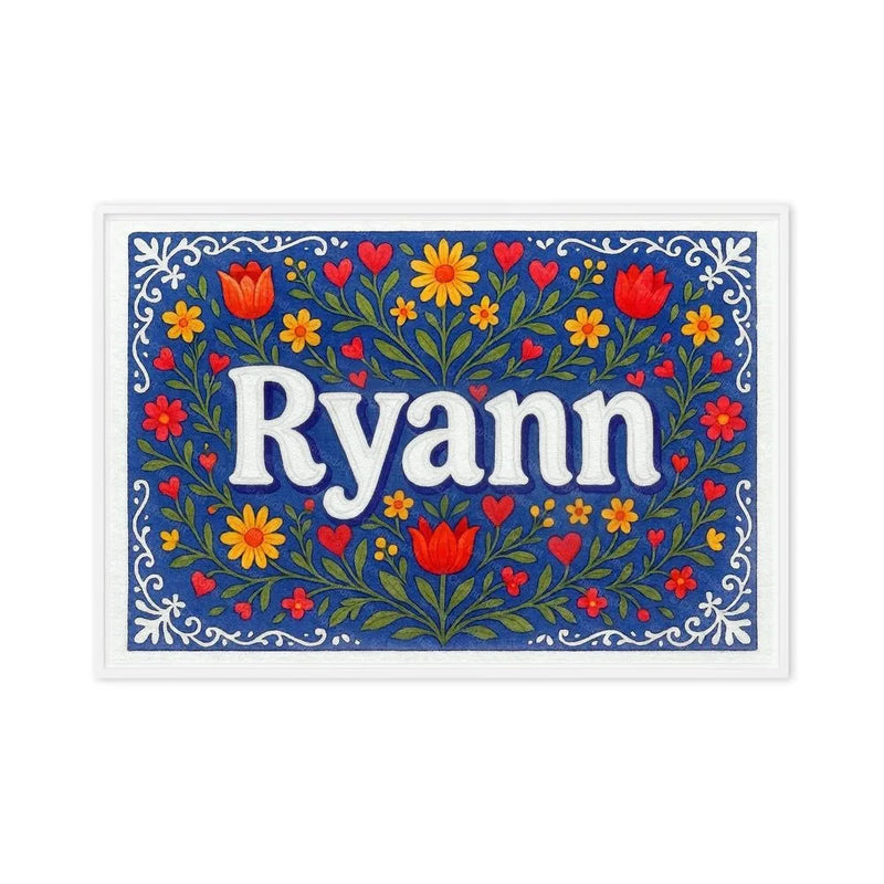 Ryann Name Art - Floral Farmhouse personalized wall print for kids