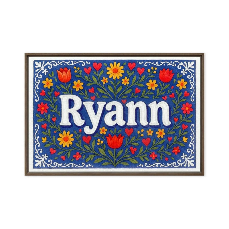 Ryann Name Art - Floral Farmhouse personalized wall print for kids