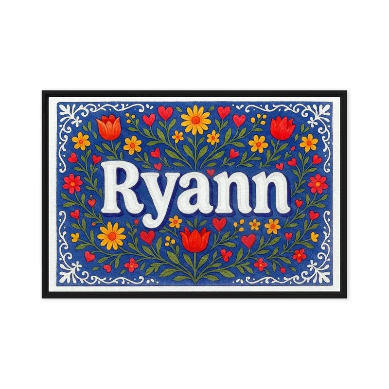 Ryann Name Art - Floral Farmhouse personalized wall print for kids