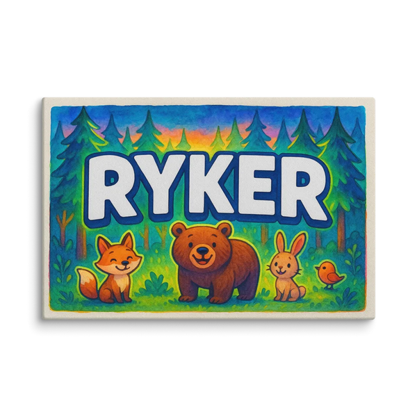 Ryker Name Art - Forest Friends Personalized Wall Art
