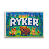 Ryker Name Art - Forest Friends personalized wall print for kids