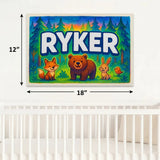 Ryker Name Art - Forest Friends personalized wall print for kids