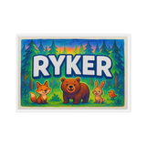 Ryker Name Art - Forest Friends personalized wall print for kids