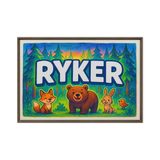 Ryker Name Art - Forest Friends personalized wall print for kids