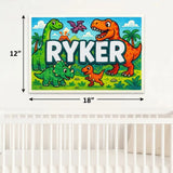 Ryker Name Art - Dinosaur Adventure personalized wall print for kids