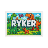 Ryker Name Art - Dinosaur Adventure personalized wall print for kids
