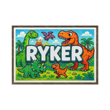 Ryker Name Art - Dinosaur Adventure personalized wall print for kids