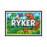Ryker Name Art - Dinosaur Adventure personalized wall print for kids