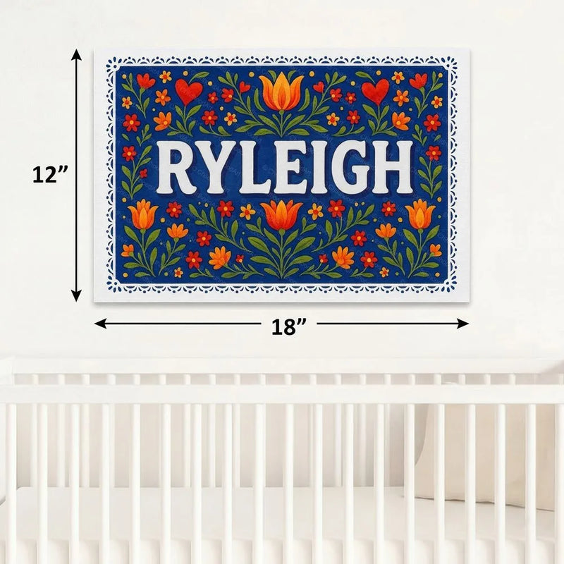 Ryleigh Name Art - Floral Farmhouse personalized wall print for kids