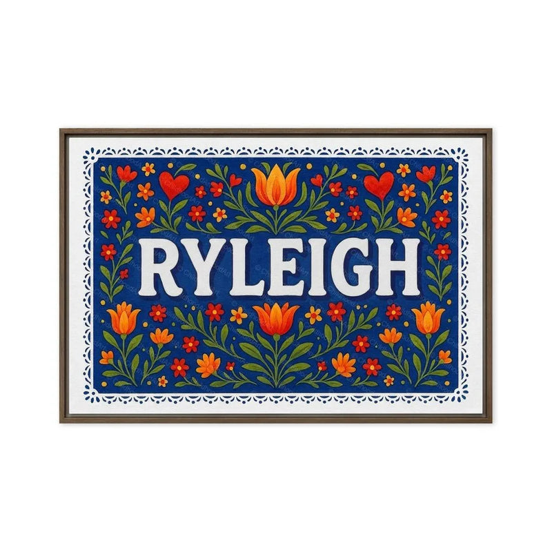 Ryleigh Name Art - Floral Farmhouse personalized wall print for kids
