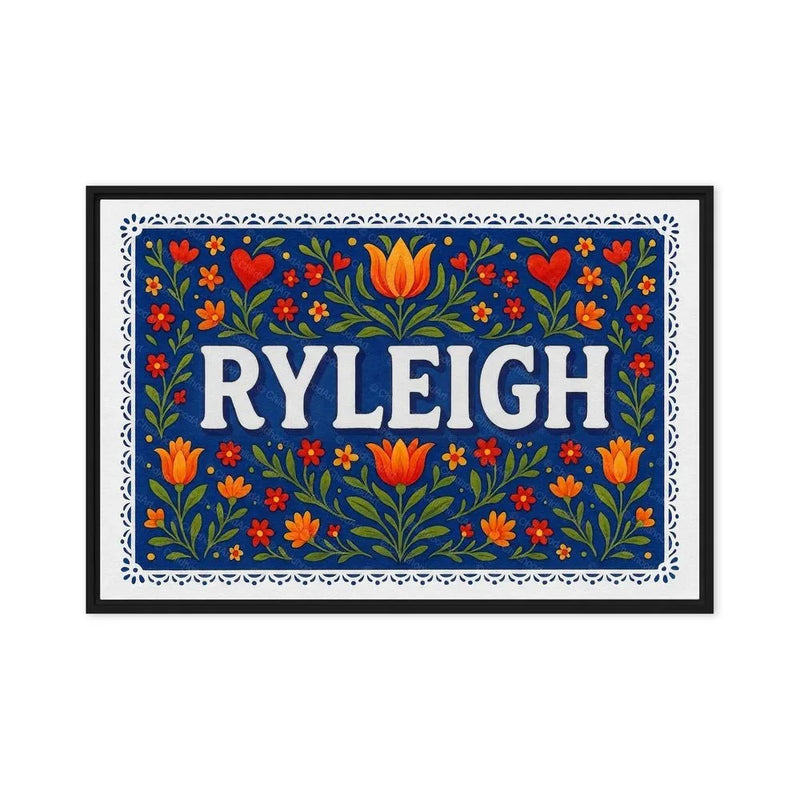 Ryleigh Name Art - Floral Farmhouse personalized wall print for kids